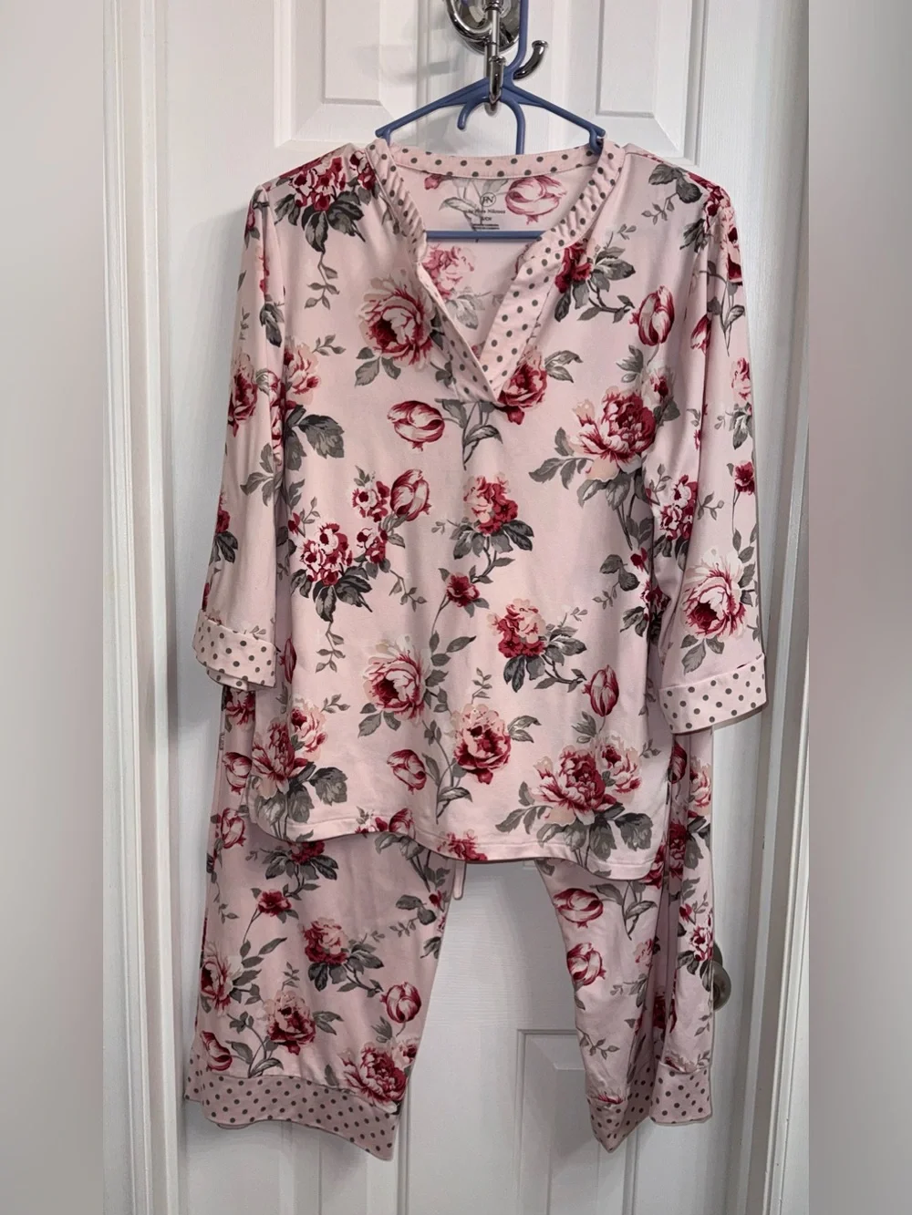 Flora Nikrooz Soft Floral Pink Women's Pajama Set with Pockets, Long Top & Pants